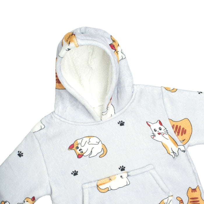 Cats Printed Mini Fleece Hooded Blanket (0-4 Years)