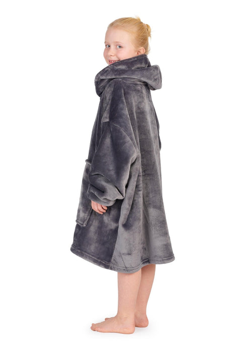 Grey Kids Hooded Blanket