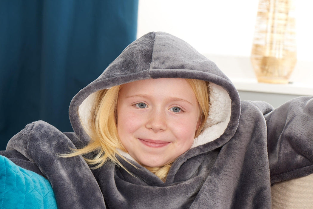 Buy Grey Kids Hooded Blanket