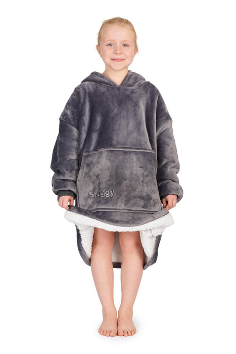 Grey Kids Hooded Blanket