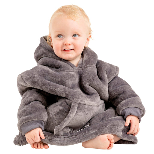 Grey Mini Fleece Hooded Blanket 0 4 Years