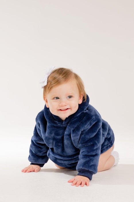 Navy Mini Fleece Hooded Blanket (0-4 Years)