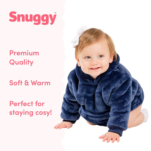 Navy Mini Fleece Hooded Blanket (0-4 Years)