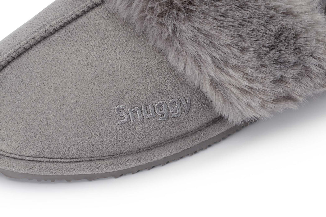 *Without Box* Grey Suede Mule Fluffy Slippers