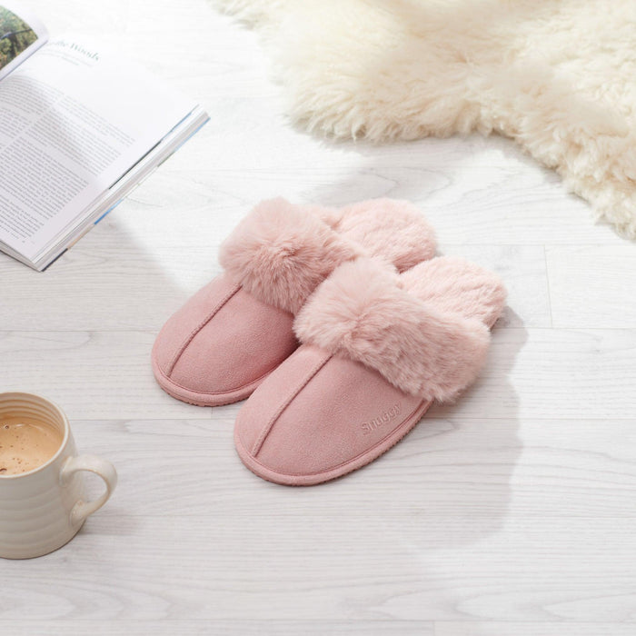 *Without Box* Pink Suede Mule Fluffy Slippers